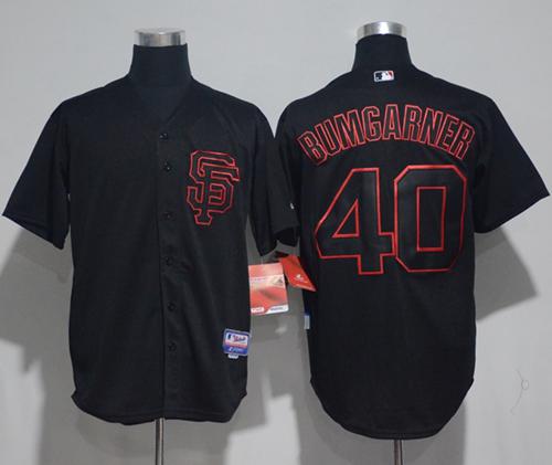 Giants #40 Madison Bumgarner Black Strip Stitched MLB Jersey